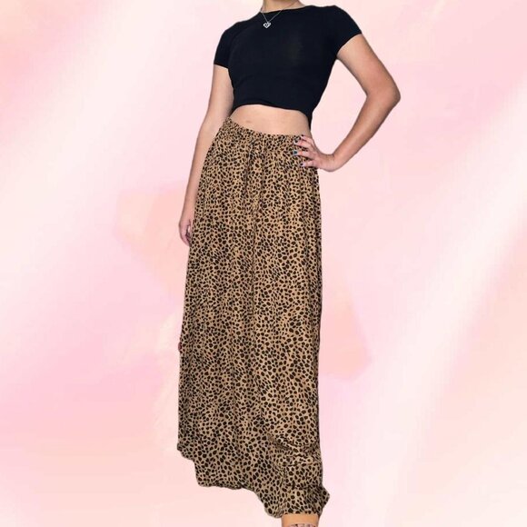Y2k brown and black leopard print maxi skirt - Picture 2 of 4